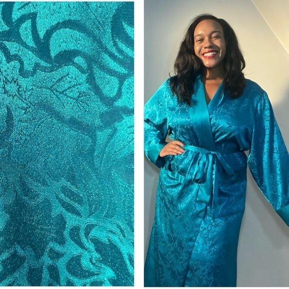 Vintage Other - Vintage Victoria’s Secret Gold Label blue maxi robe long satin loungewear lounge